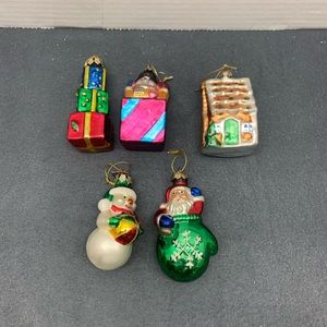 Thomas Pacconi Christmas Ornaments Blown Glass Set of 5